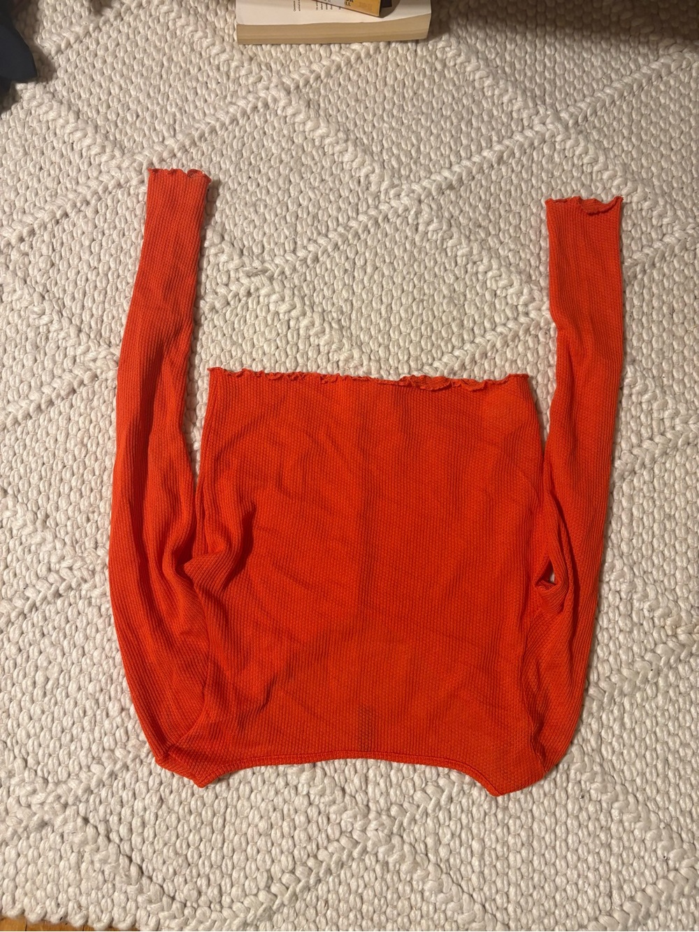 Divided Orange Ribbed Cropped Button Cardigan - Picture 3 of 3